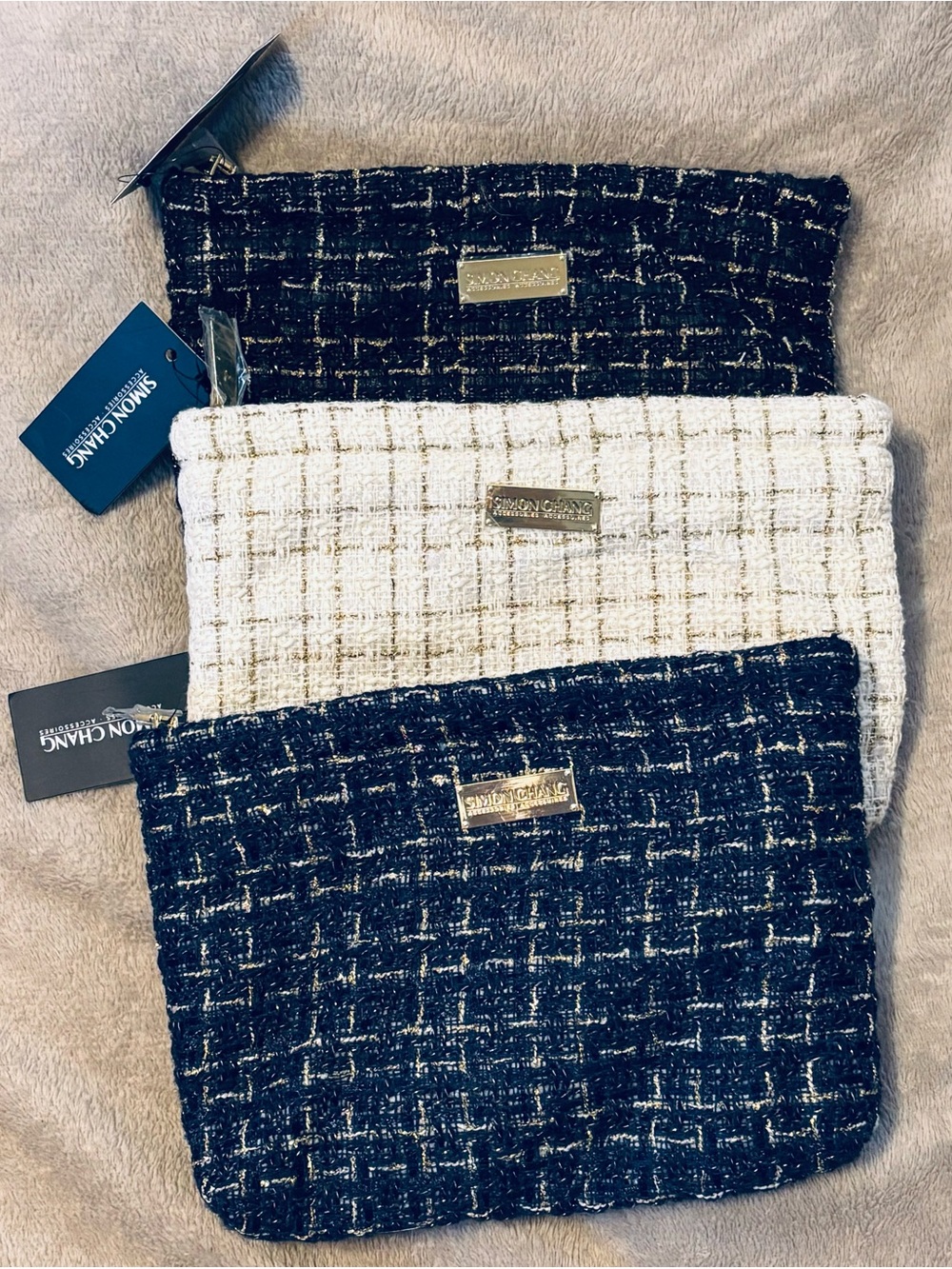 Trio of New Simon Chang Tweed Cosmetic Cases